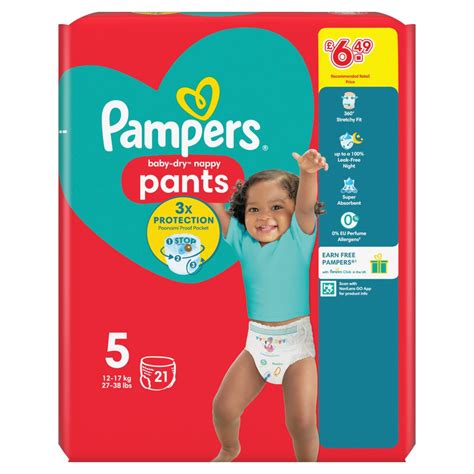 Pampers Baby Dry Nappy Pants Size 5 21 Nappies 12kg 17kg Bb Foodservice