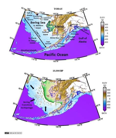 Reconstructed Map of Beringia at 10,000 BP (soon after the Bering ...