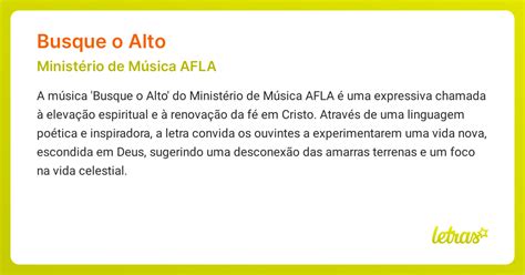 Busque O Alto Letra - Significado da música BUSQUE O ALTO (Ministério de Música AFLA ...