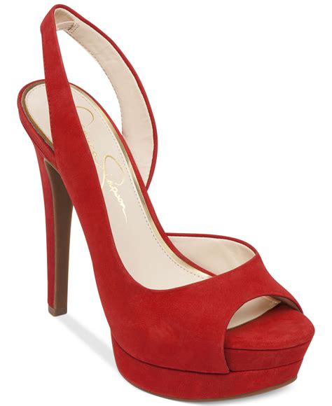 Lyst Jessica Simpson Sabella Slingback Platform Pumps In Red