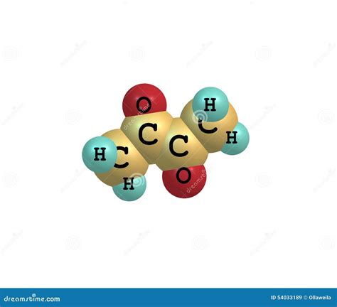 Diacetyl Molecule Structural Chemical Formula Ball And Stick Model