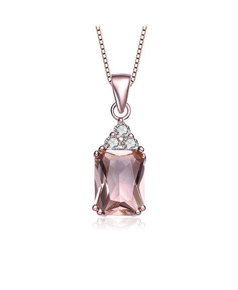 Genevive 18k Rose Gold Plated With Morganite And Cubic Zirconia Cluster