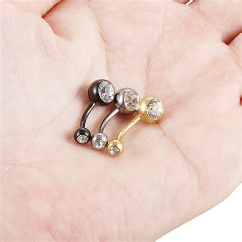 Titanium Sexy Navel Belly Button Rings G Double Round Cubic Zirconia