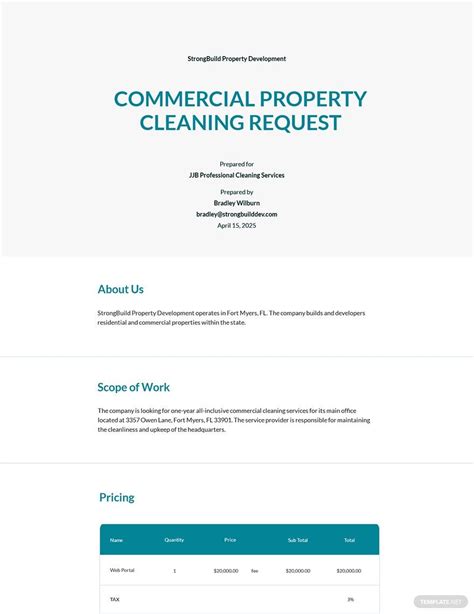 Free Cleaning Service Request Proposal Template Word Template Net