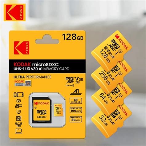 KODAK Cart O De Mem Ria Micro SD Original 32GB 64GB 128GB 256GB 64GB U3