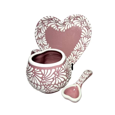 Set Piezas Chocolatera Grande Forma Corazon Con Plato Forma Corazon Y