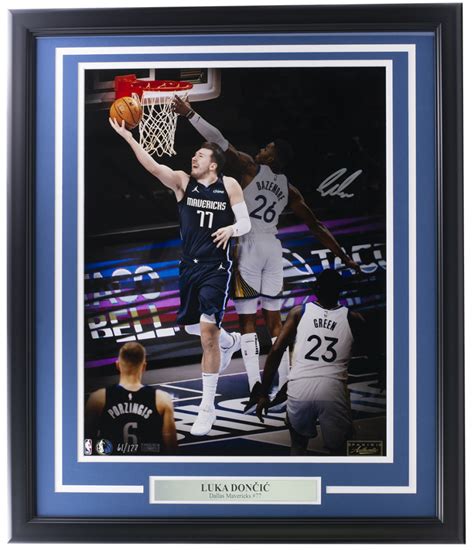 Luka Doncic Signed Le Mavericks Custom Framed Photo Display Panini