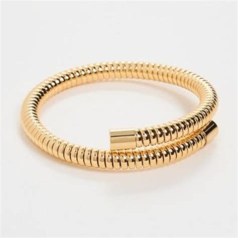 Kenneth Jay Lane Women S Wide Polished Gold Ribbed Stretch Bracelet In