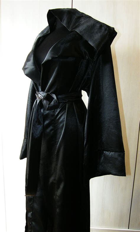 Satin Black Robe Grim Reaper Costume Mage Robe Wizard Tunic Warlock