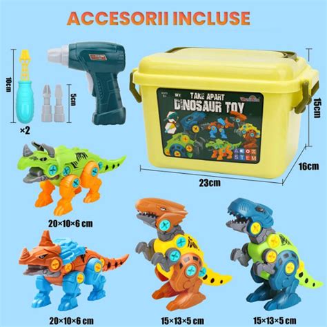 Set De Asamblare Dinozauri Pentru Copii Cu Cutie De Depozitare Ani