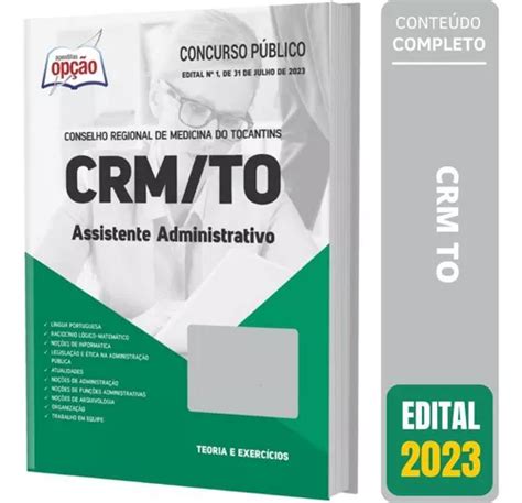 Apostila Concursos Crm To 2023 Assistente Administrativo MercadoLivre