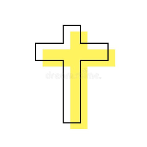 Yellow Christian Cross Symbol On White Background Stock Vector