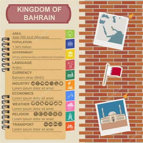 Bahréin infografías datos estadísticos vistas Vector de stock por