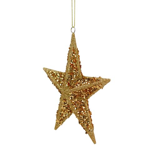 55 Gold Star Shaped Glittered Christmas Ornament Christmas Central