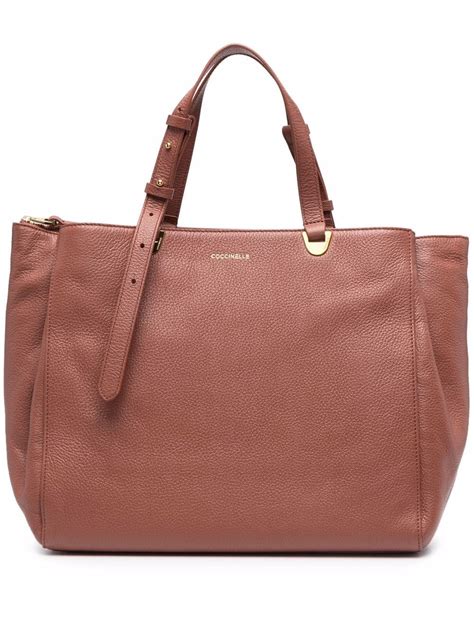 Coccinelle Logo Lettering Leather Tote Bag Farfetch