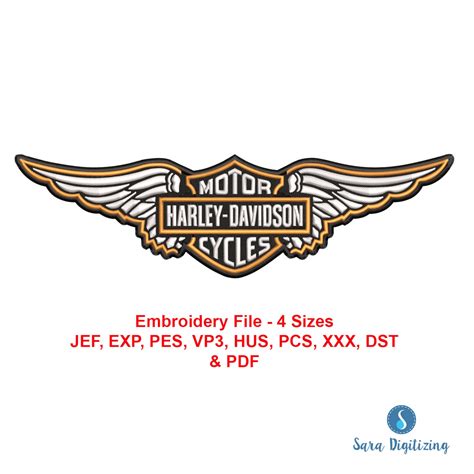 Harley Davidson Machine Embroidery Design Harley Davidson Etsy