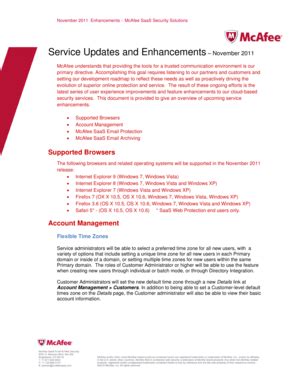 Fillable Online Service Updates And Enhancements November 2011 McAfee