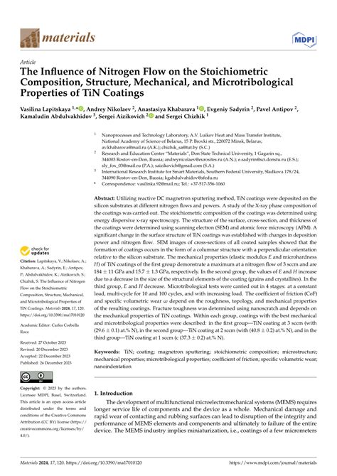 Pdf The Influence Of Nitrogen Flow On The Stoichiometric Composition