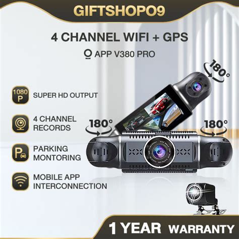 Upgraded 4 Channel WiFi Built In GPS Dashcam FHD 1080P Infrared Night