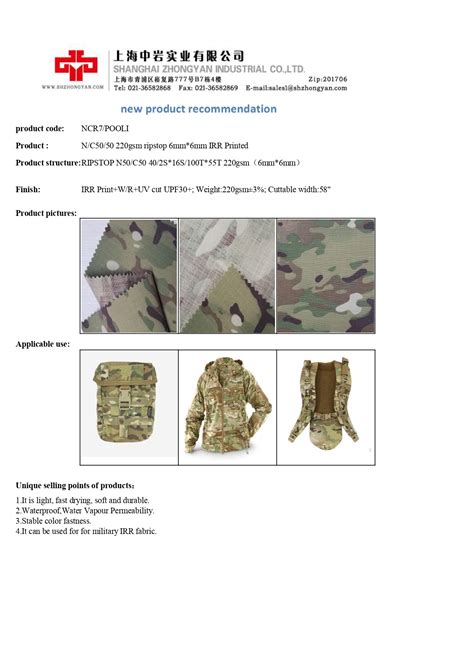 NCR7 POOLI Multicam CP NYLON COTTON 50 50 Ripstop Camouflage Fabric