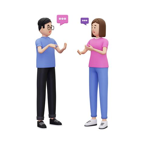 3d A Man And A Woman Were Discussing Something Illustration 10872936 Png