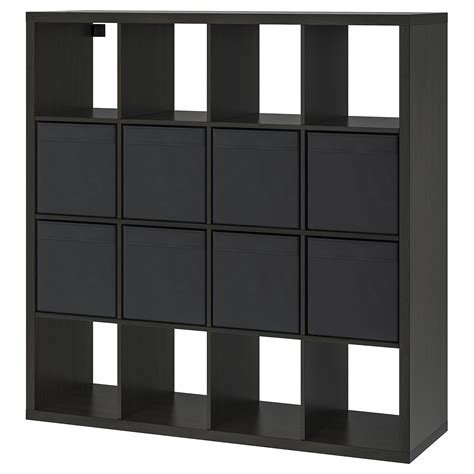 Kallax Shelving Unit With 8 Inserts Black Brown 147x147 Cm Ikea Eesti