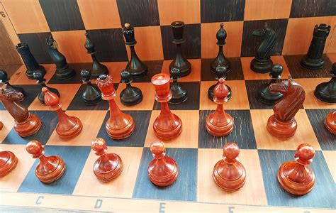 Antique Grandmaster Very Old Russian Chess Set Weighted Red Etsy