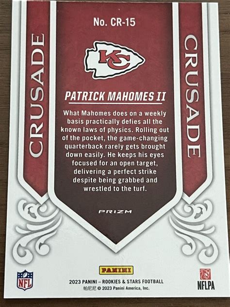 2023 Rookies And Stars Patrick Mahomes Crusade Red Plaid Prizm Cr 15