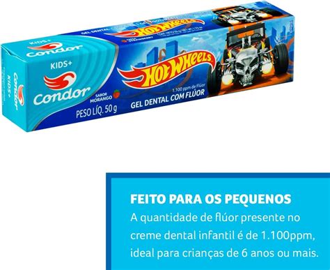 Gel Dental Infantil Flúor Hot Wheels Sabor Morango Condor g