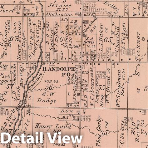 Historic Map 1874 Randolph Township Portage County Ohio Vintage Historic Pictoric