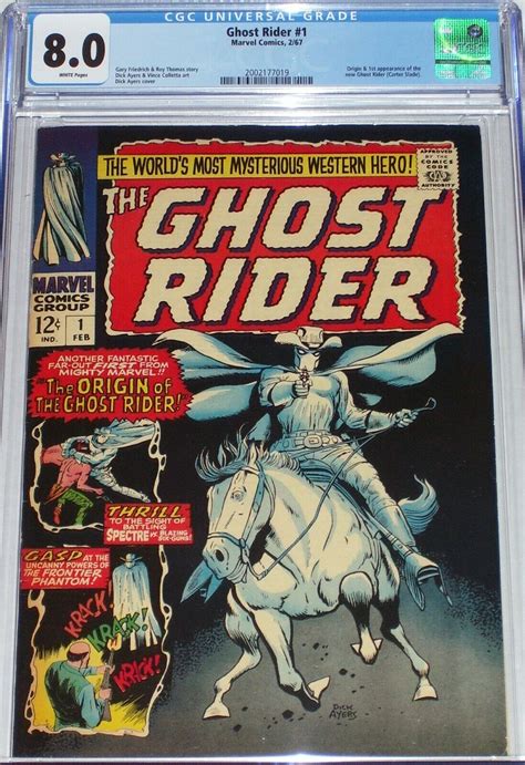 Comicsvalue Ghost Rider 1 CGC Graded 8 0 1967 Origin 1st