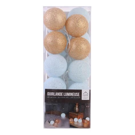 Guirlande Lumineuse à Led 20 Boules 345cm Bleu Or