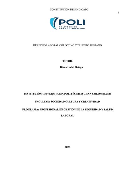 Segunda Entrega Sindical Derecho Laboral Colectivo Y Talento Humano