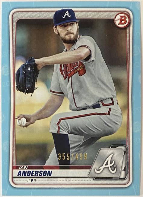 Ian Anderson 2020 Bowman Atlanta Braves Baseball Sky Blue Prospect