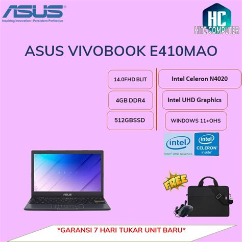 Jual Asus Vivobook 14 E410mao Fhd4511 Fhd4521 N4020 4gb 512ssd W11