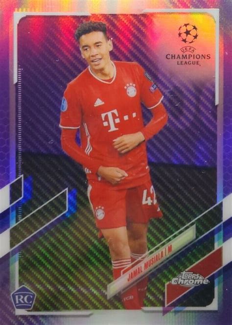 Jamal Musiala 2020 Topps Chrome UEFA Champions League Purple Carbon