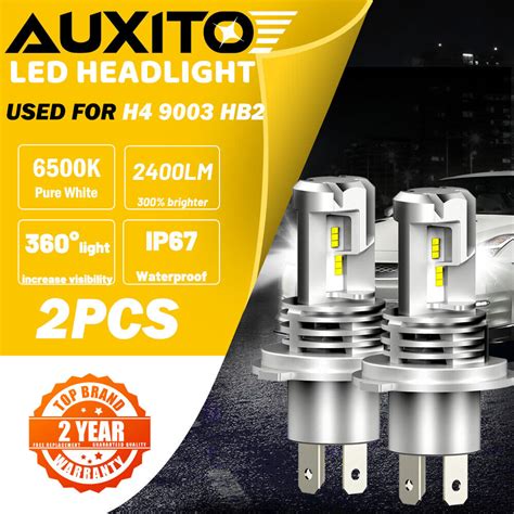 Auxito 9003 H4 Hb2 Led Headlight Bulbs Hi Low Beam 60w 24000lm 6500k White Ebay