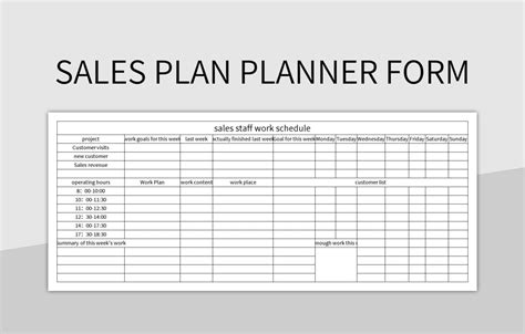 Sales Plan Template Excel