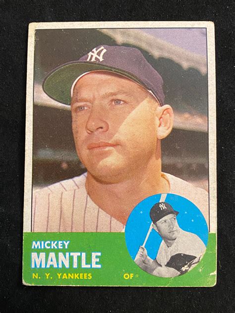 Lot Vg 1963 Topps Mickey Mantle 200 Baseball Card Hof New York