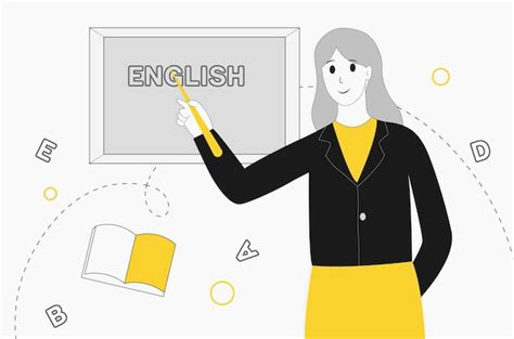 Aula De Inglês Professor Ensina Inglês Vetor Premium