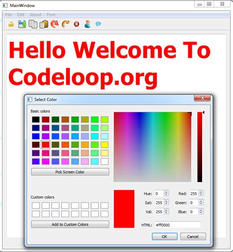 Qt5 GUI How To Create QColorDialog Codeloop