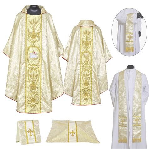 Metallic Gold Gothic Vestment Mass Set Gold Low Mass Set Gothic