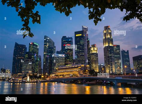 singapore city center financial district   skylines stock