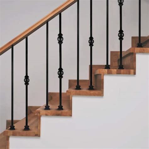 NUVO IRON 44 In H X 1 2 In W Black Steel Long Hollow Interior Stair