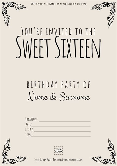 Printable Sweet Sixteen Invitations Online