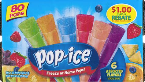 Pop Ice Freeze Pops Assorted Flavors 80 Ct Pop Ice72392700806