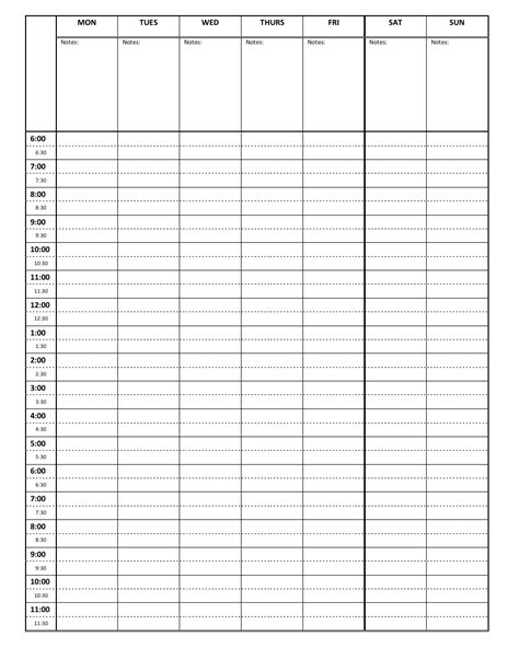 Weekly Schedule Template Download Printable PDF | Templateroller