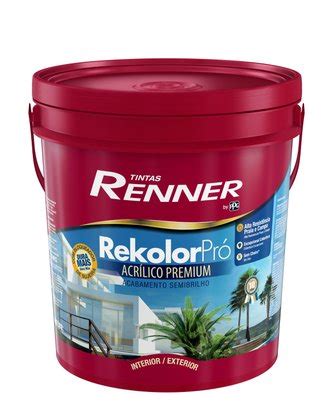 Tinta Acrílico Premium Rekolor Pró Branco Semibrilho Renner 18 litros