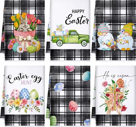 Amazon Preboun Pcs Easter Kitchen Towels Bunny Gnome Floral