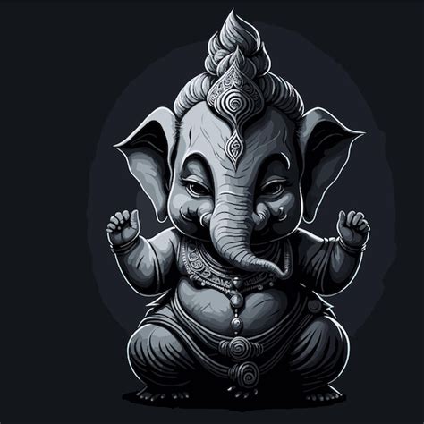 Senhor Ganesh Livre Vetor Ganesh Festival Foto Preto E Branco Vetor